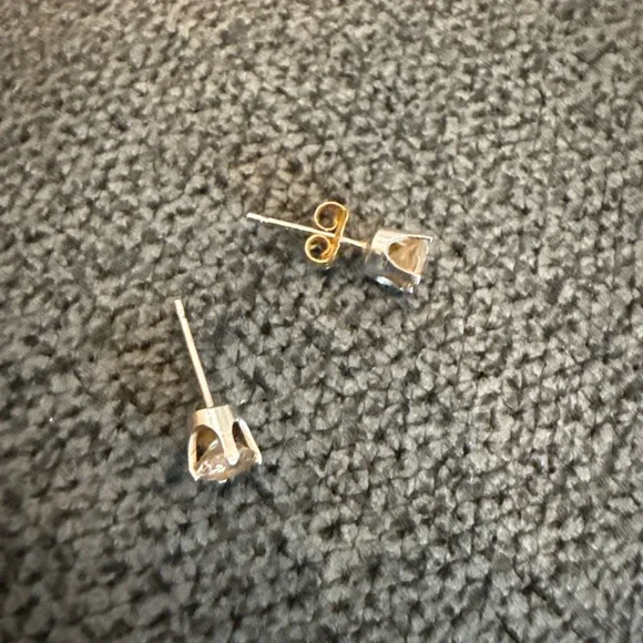 Delicate Yellow Diamond Stud Earrings | Real Gold Settings - Picture 2 of 4